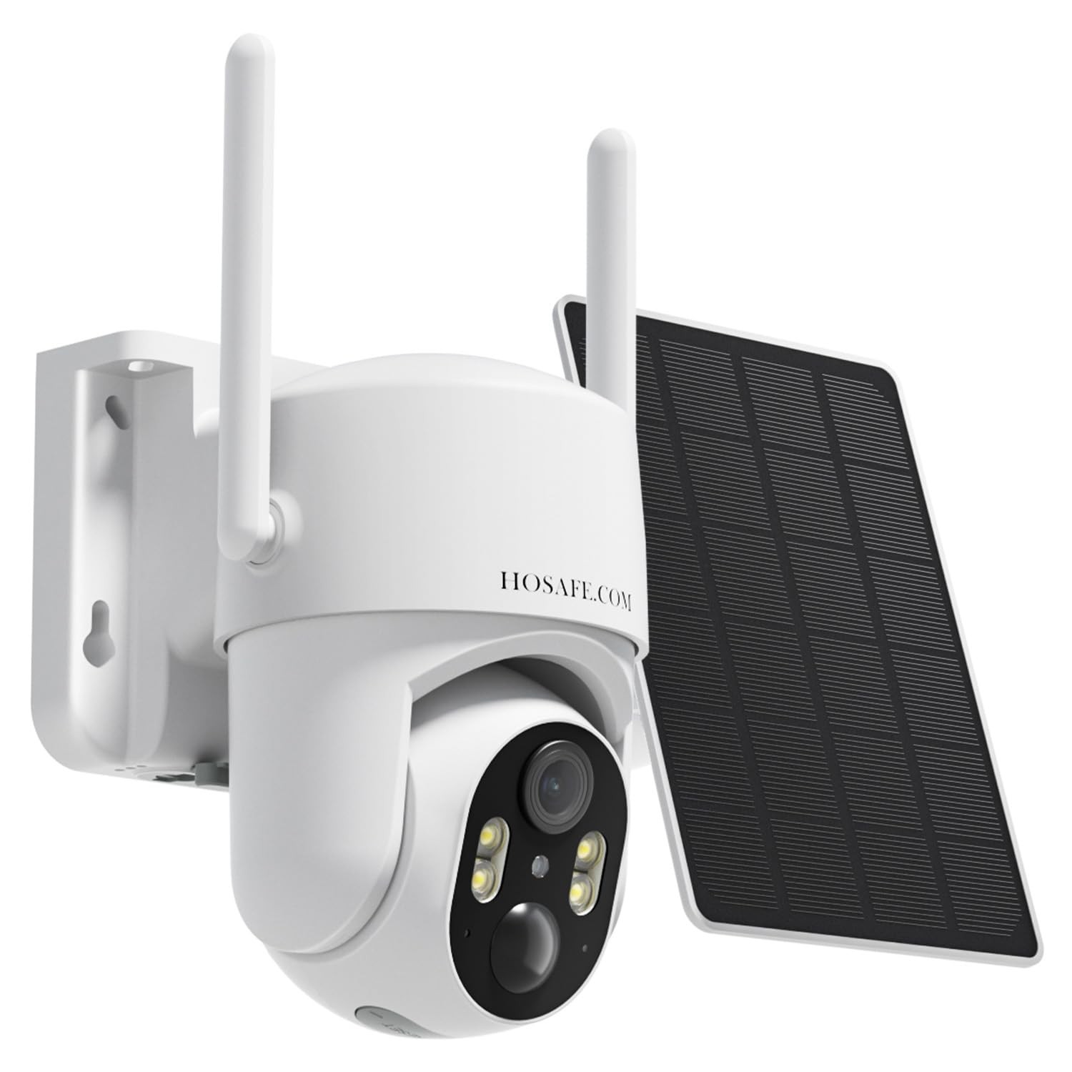 HOSAFE.COM Solar Security Cameras Wireless Outdoor, Free Cloud Storage, White