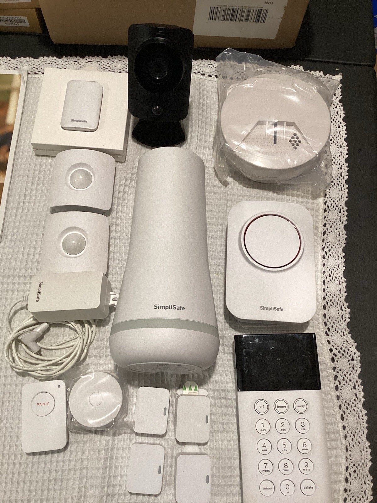 Simply Safe alarm system with many accessories