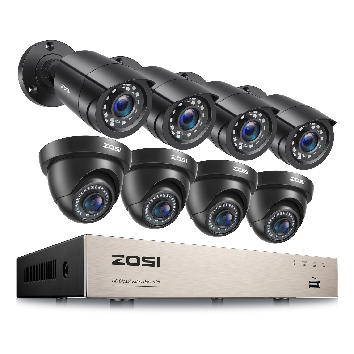 ZOSI 5MP Lite H.265+ Surveillance Camera System Outdoor 8CH CCTV DVR Remote View