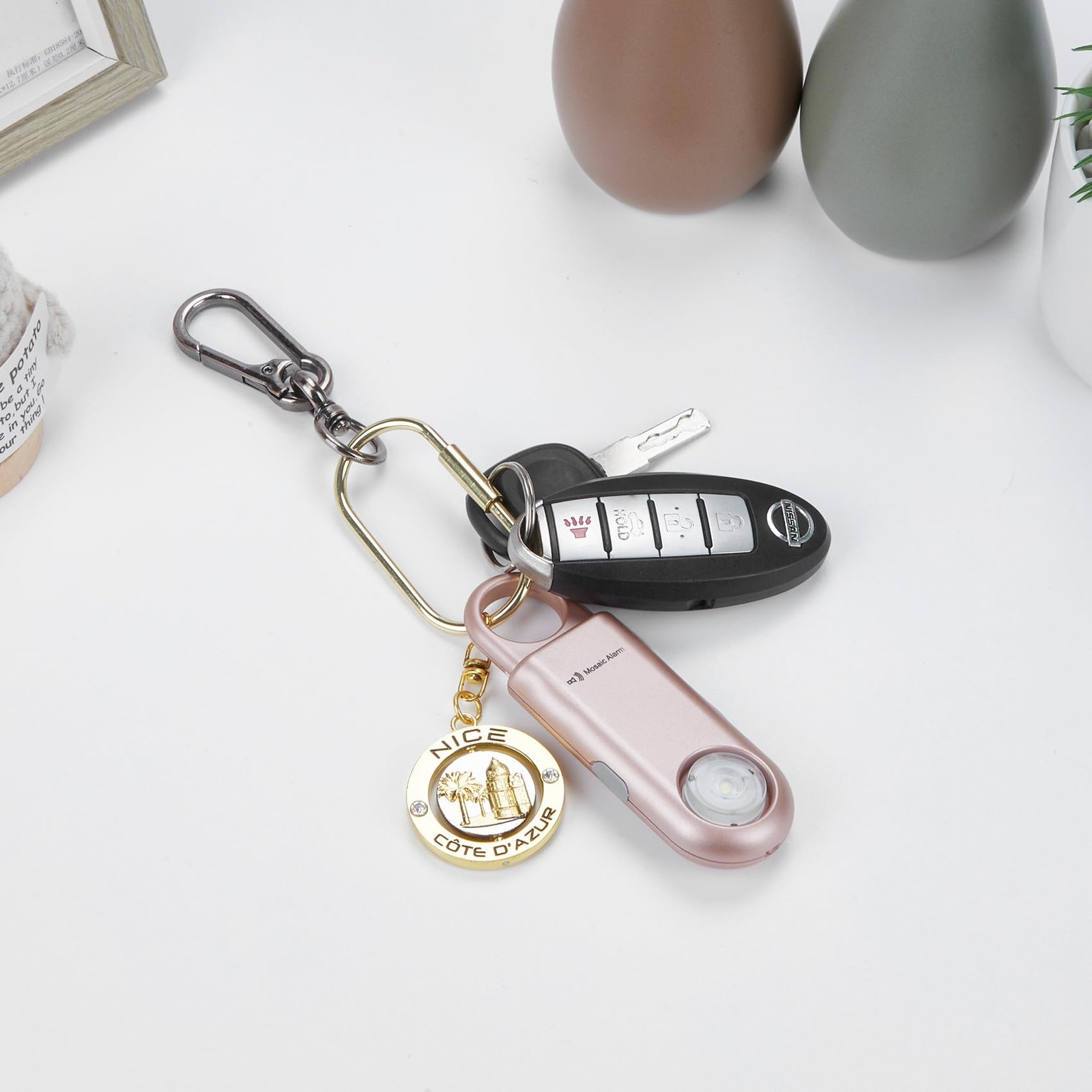 135dB Rechargeable Personal Safety Alarm Strobe Light Flashlight Keychain Sir…