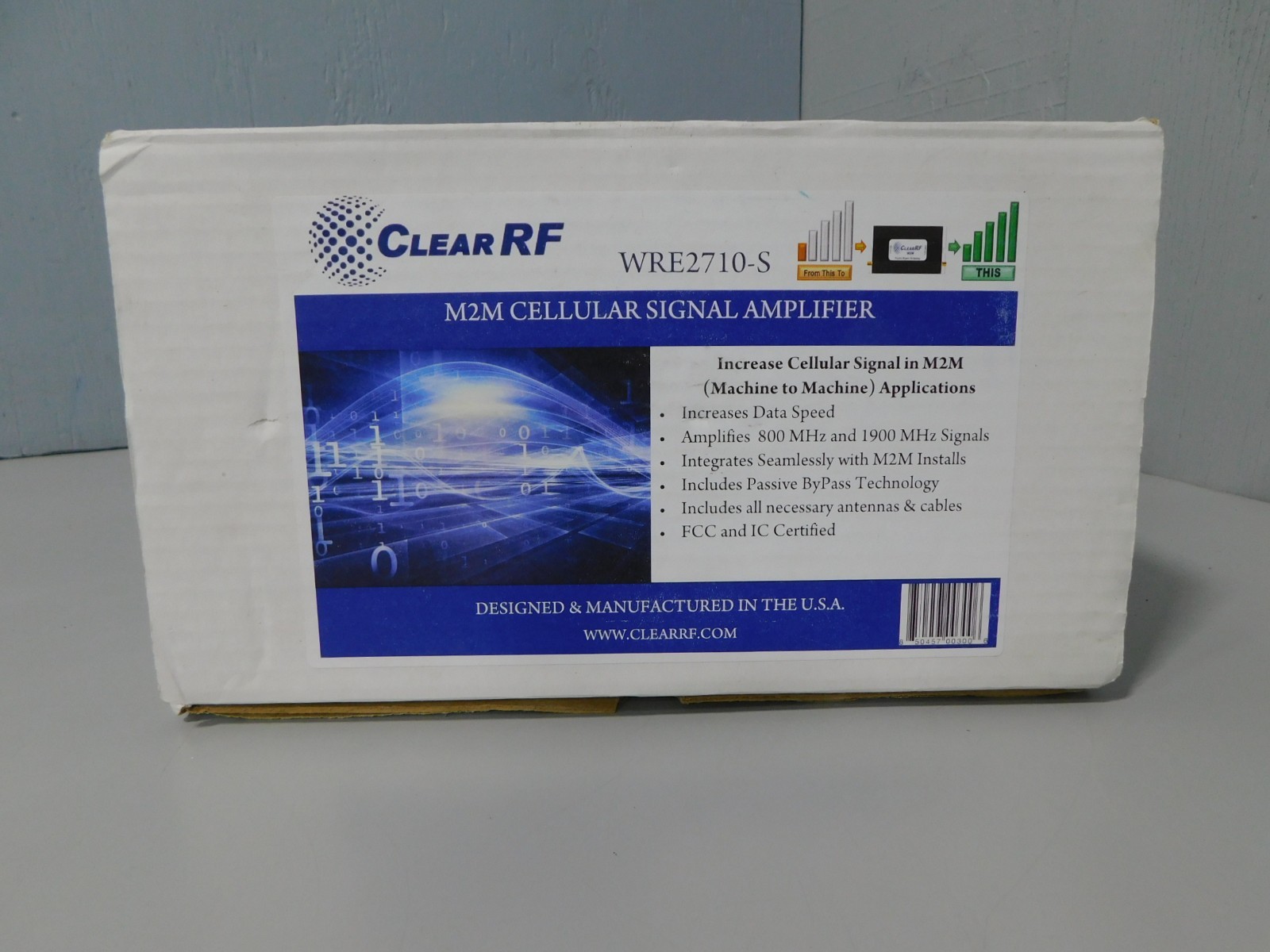 Clear RF WRE2710-S M2M Cellular Signal Amplifier 800/1900MHz Passive ByPass NOB