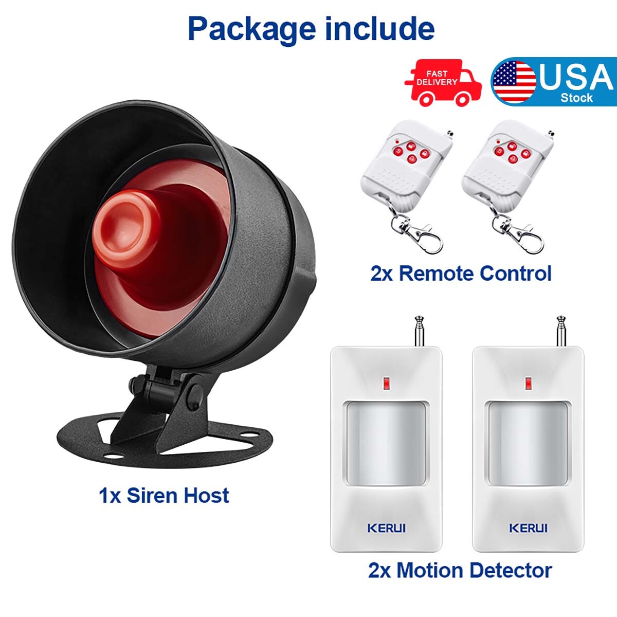 KERUI Home Office &Shop Security Alarm System Kit 110db Wireless Loud Siren Horn