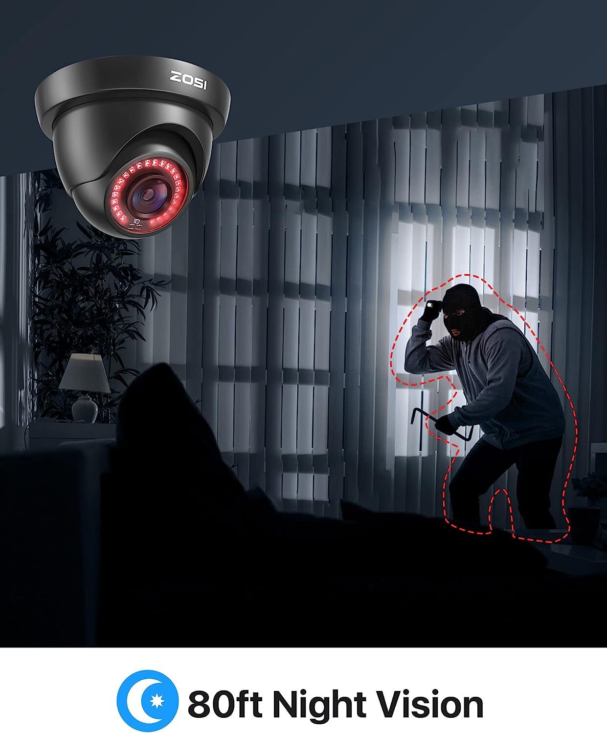 ZOSI 4 Pack 1080P Indoor Outdoor CCTV Security Camera System 80ft Night Vision