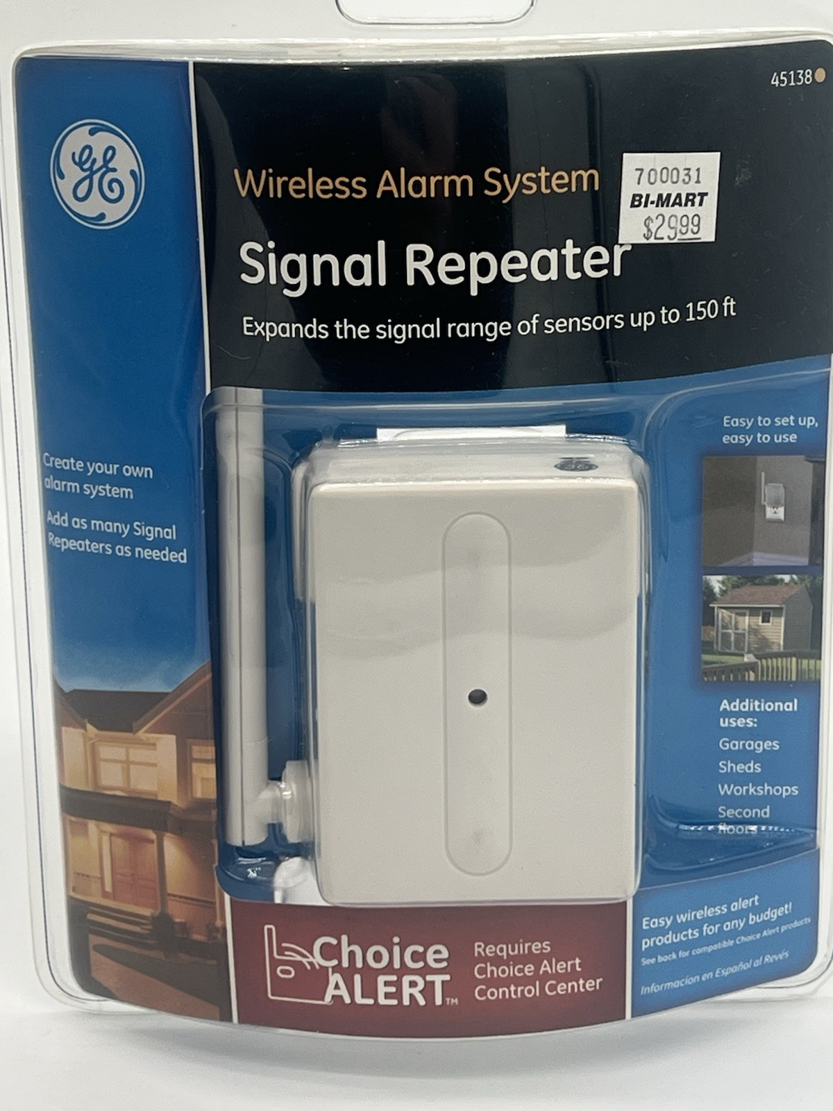 GE Choice Alert Wireless Alarm System Signal Repeater Expands 150 Feet 45138 NEW