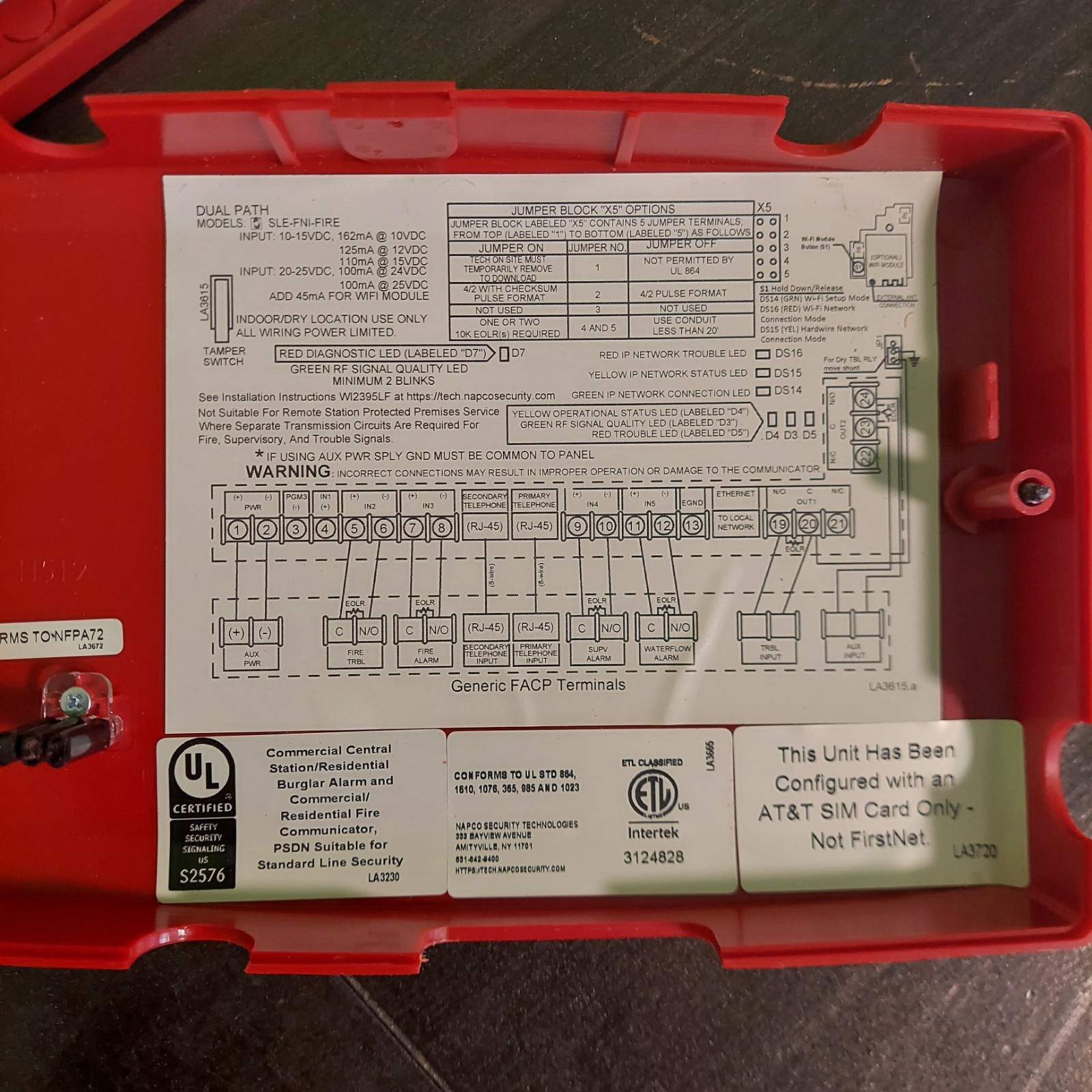 Napco Starlink SLE-LTEAI-FIRE AT&T – Dual Path Fire LTE Communicator