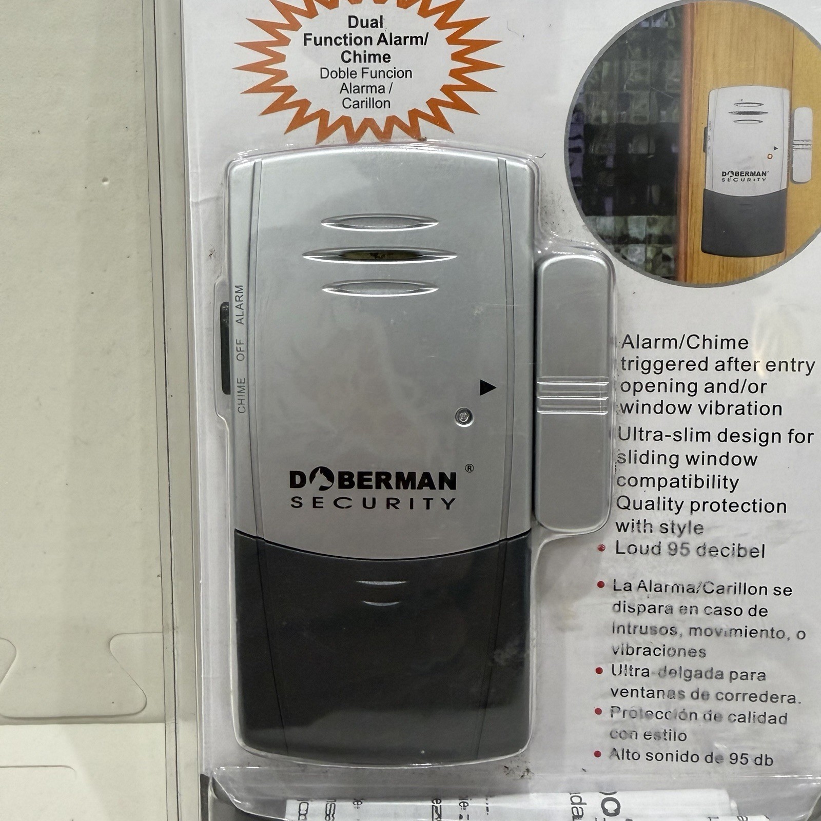 Doberman Security Door Window Defender Alarm Chime Magnetic Adhesive NEW