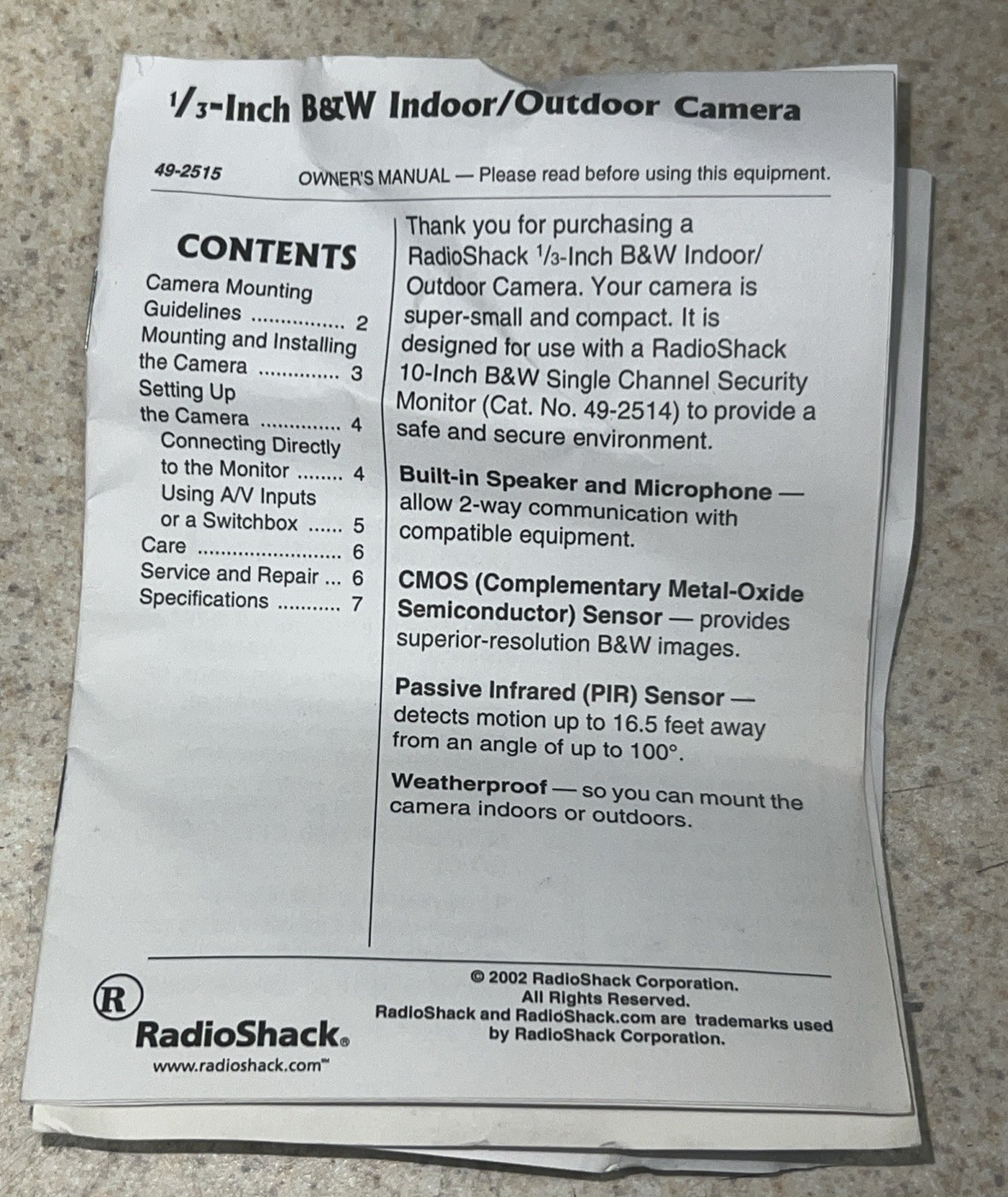 Radio Shack Black And White Wireless Surveillance System