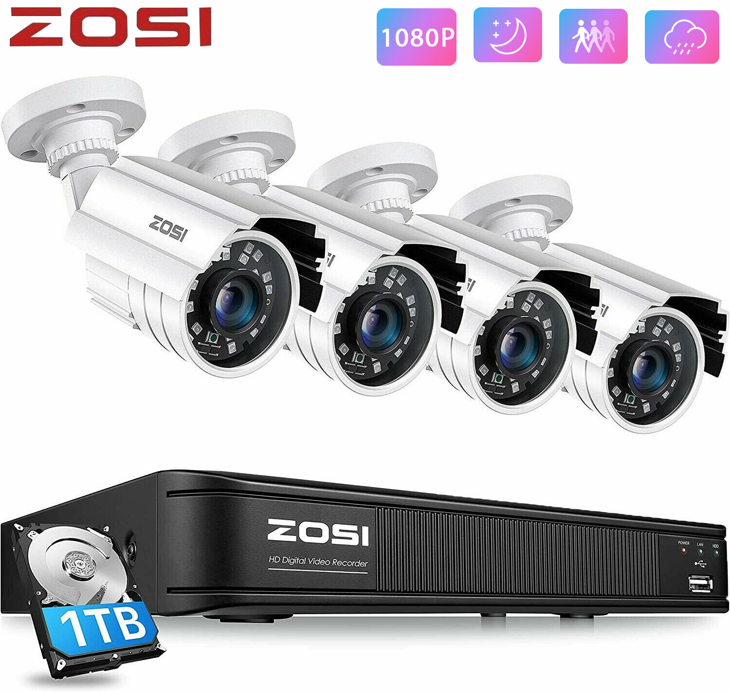 ZOSI 8CH 5MP-Lite DVR Recorder CCTV Camera De Seguridad 1080P Outdoor IR Camera