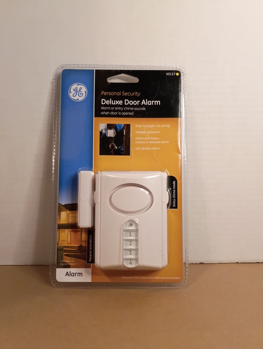 GE Deluxe Door Alarm 120dB Keypad Home Away Entry Chime No Wiring New 45117