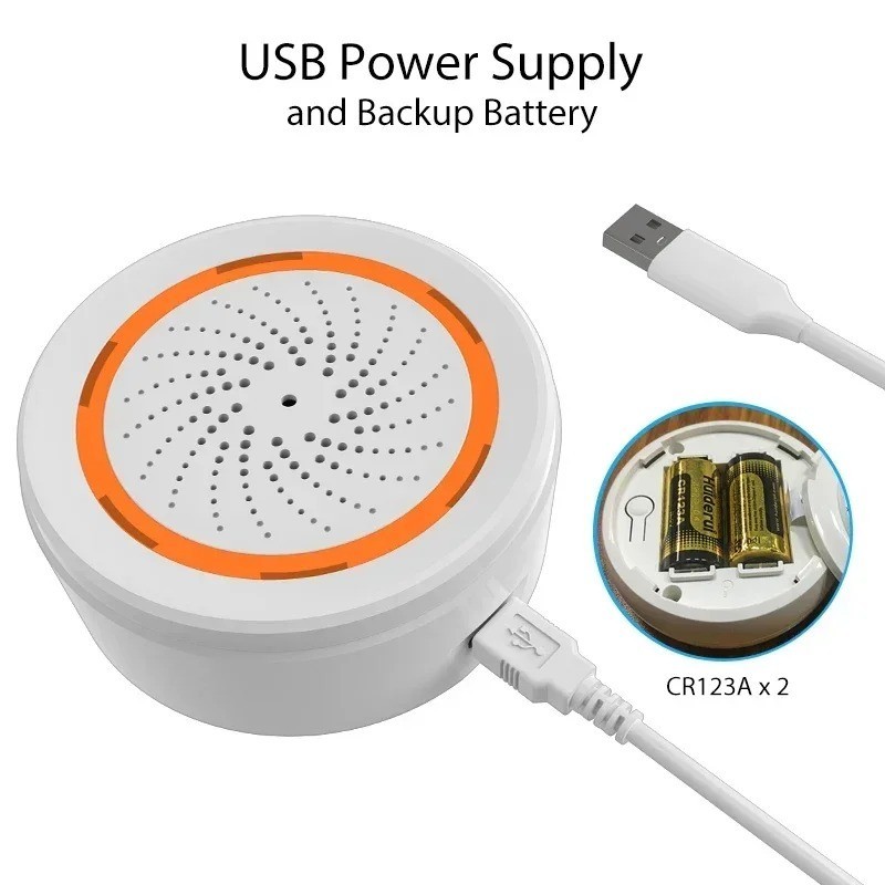Haozee Tuya ZigBee Smart Siren Alarm 90dB Home Security Light Sound