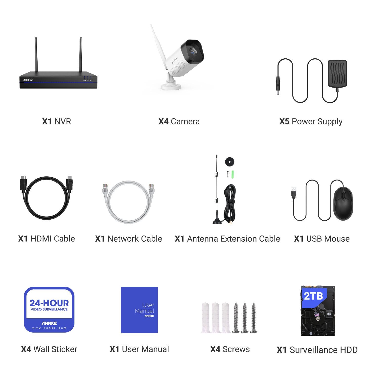ANNKE 16CH NVR 4K Wireless Security Camera System Two Way Audio AI Detection 2TB