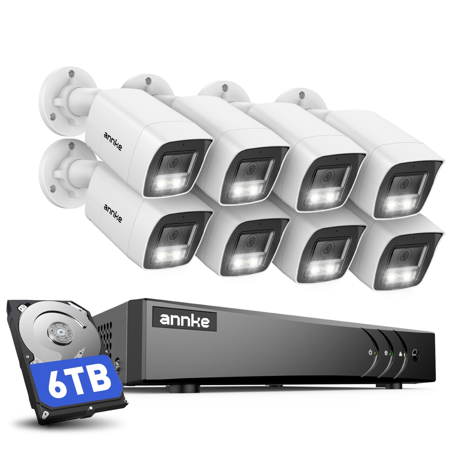 ANNKE 8CH DVR 5MP Color Night Security Camera System Two Way Audio AI Detection