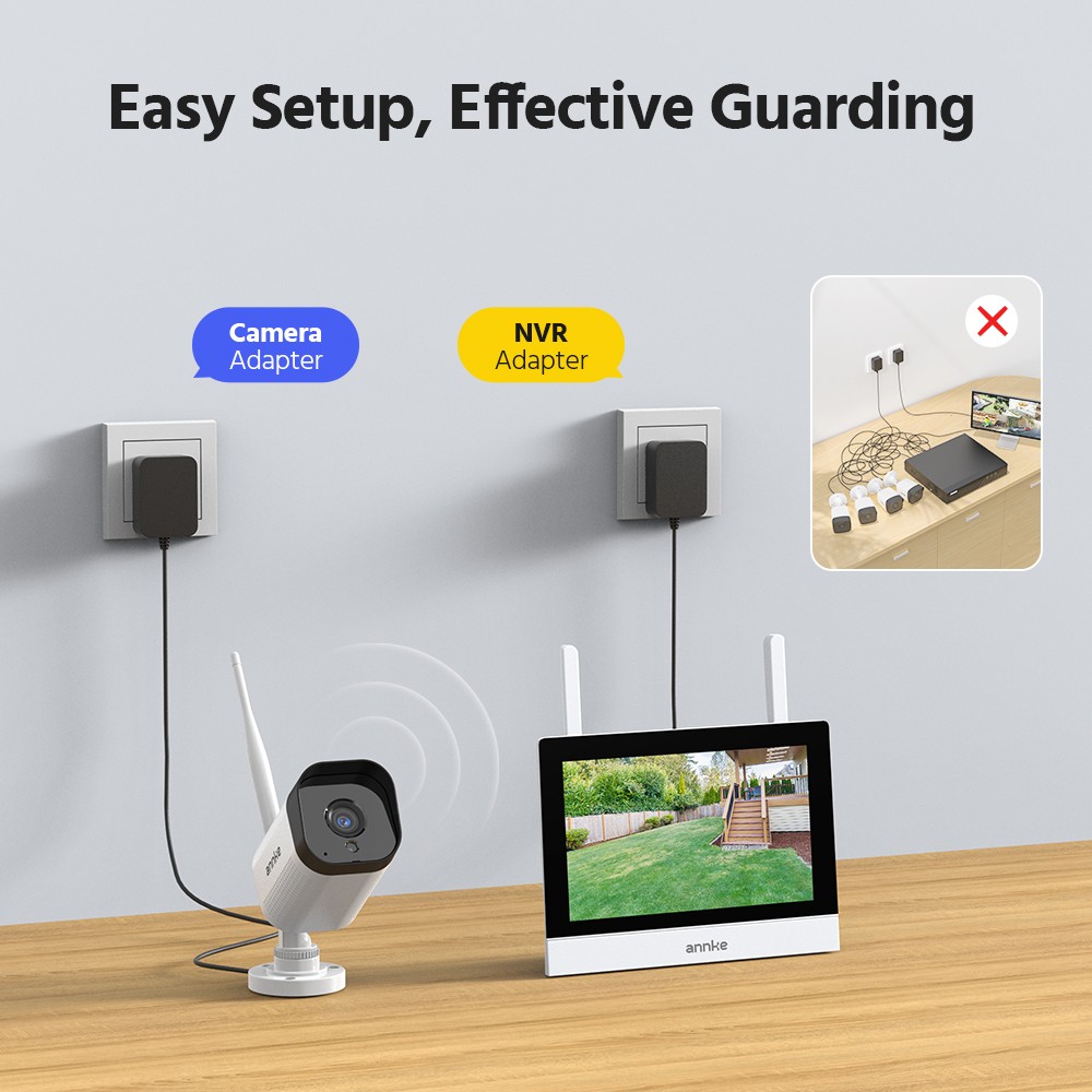 ANNKE Wireless 4CH NVR 7″ Monitor 3MP Audio Security Camera System Two-Way Audio