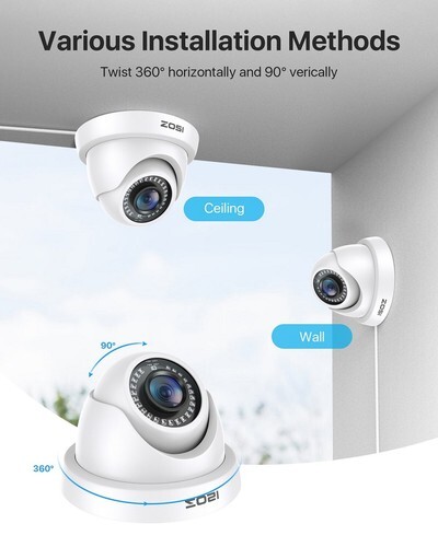 ZOSI 4PK 1080P HD Home TVI Security Cameras Outdoor CCTV Night Vision Alert IP66
