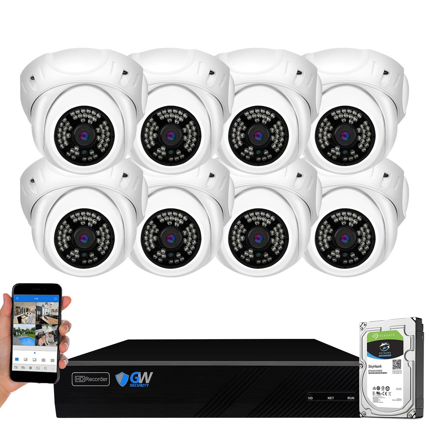 8CH 8MP 4K NVR 8 X 5MP PoE Microphone Human Detection IP Security Camera System