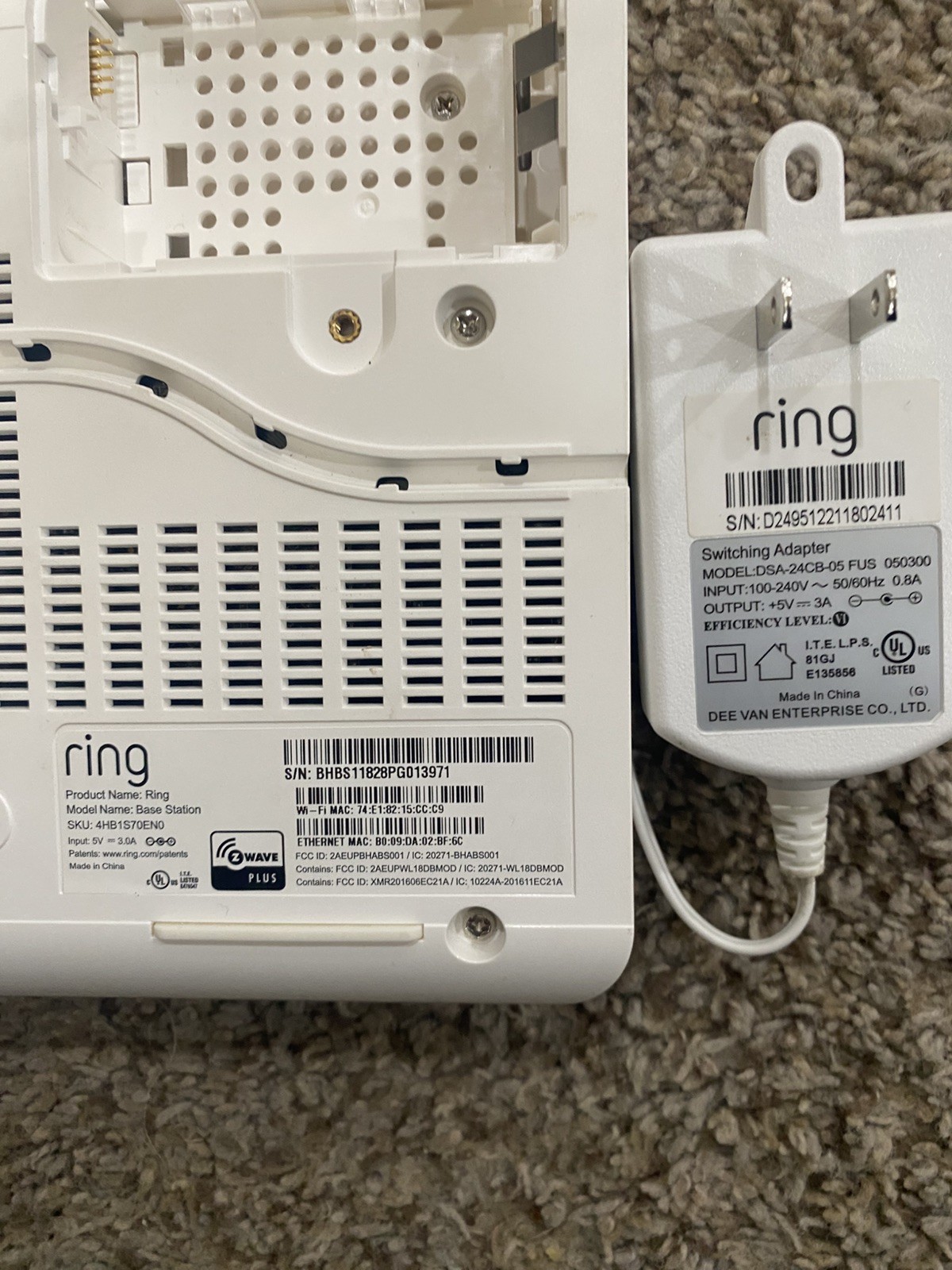 Ring Alarm Base Station US Z wave Plus 4HB1U9-0EN0 Bluetooth Wi-Fi Indoor Use