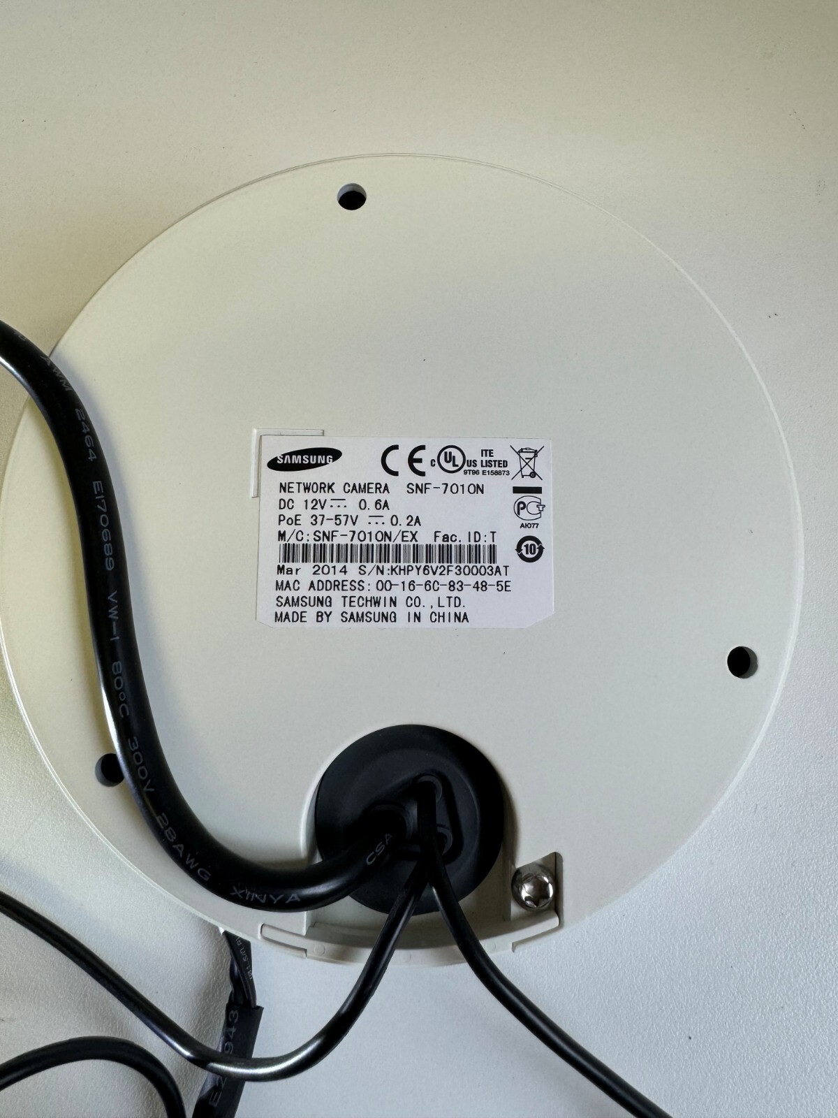 Hanwha Samsung XNF-8010RW 6MP IR Fisheye IP Security Camera 1.6mm Fixed Lens