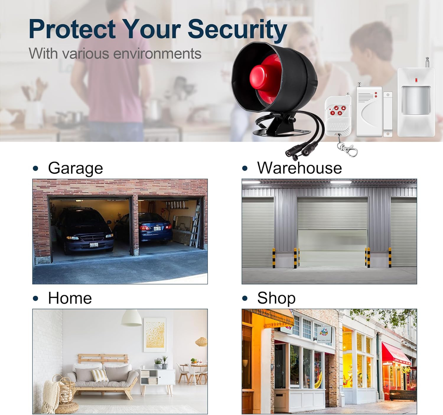 Wifi Alarm Home Security System, Wireless Alarm System with Loud 120Db Motion Se