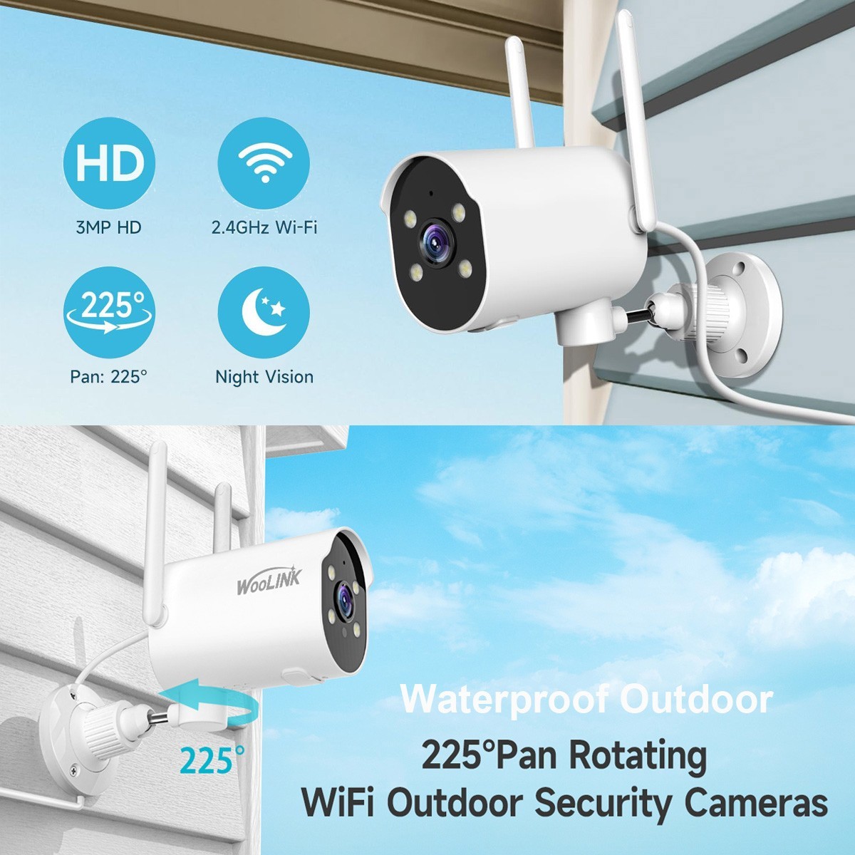 2PK Solar Power Cameras 1080P Outdoor Wireless Security Camera System Wifi Ring