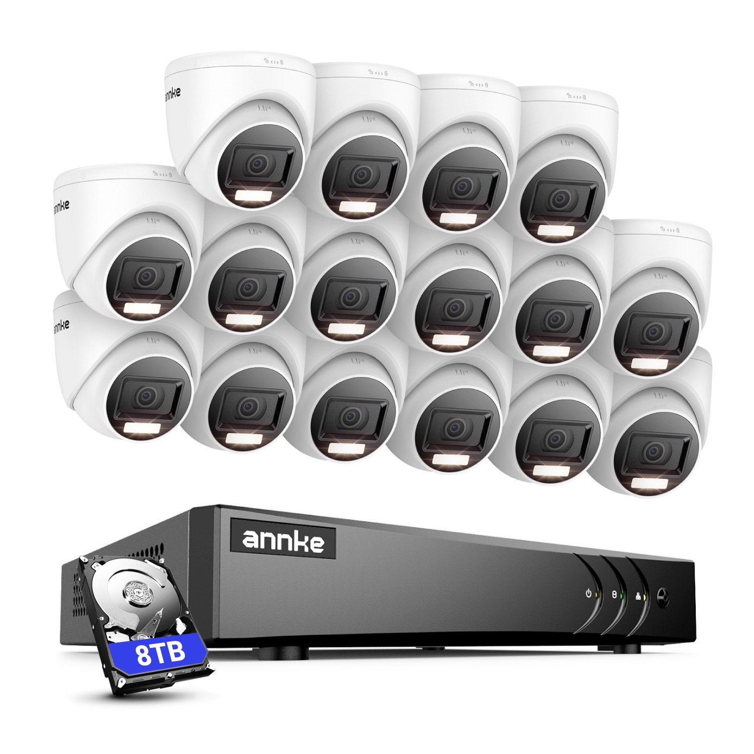 ANNKE 16CH 3K Lite DVR 1080P CCTV Security Camera System Outdoor AI Color Night