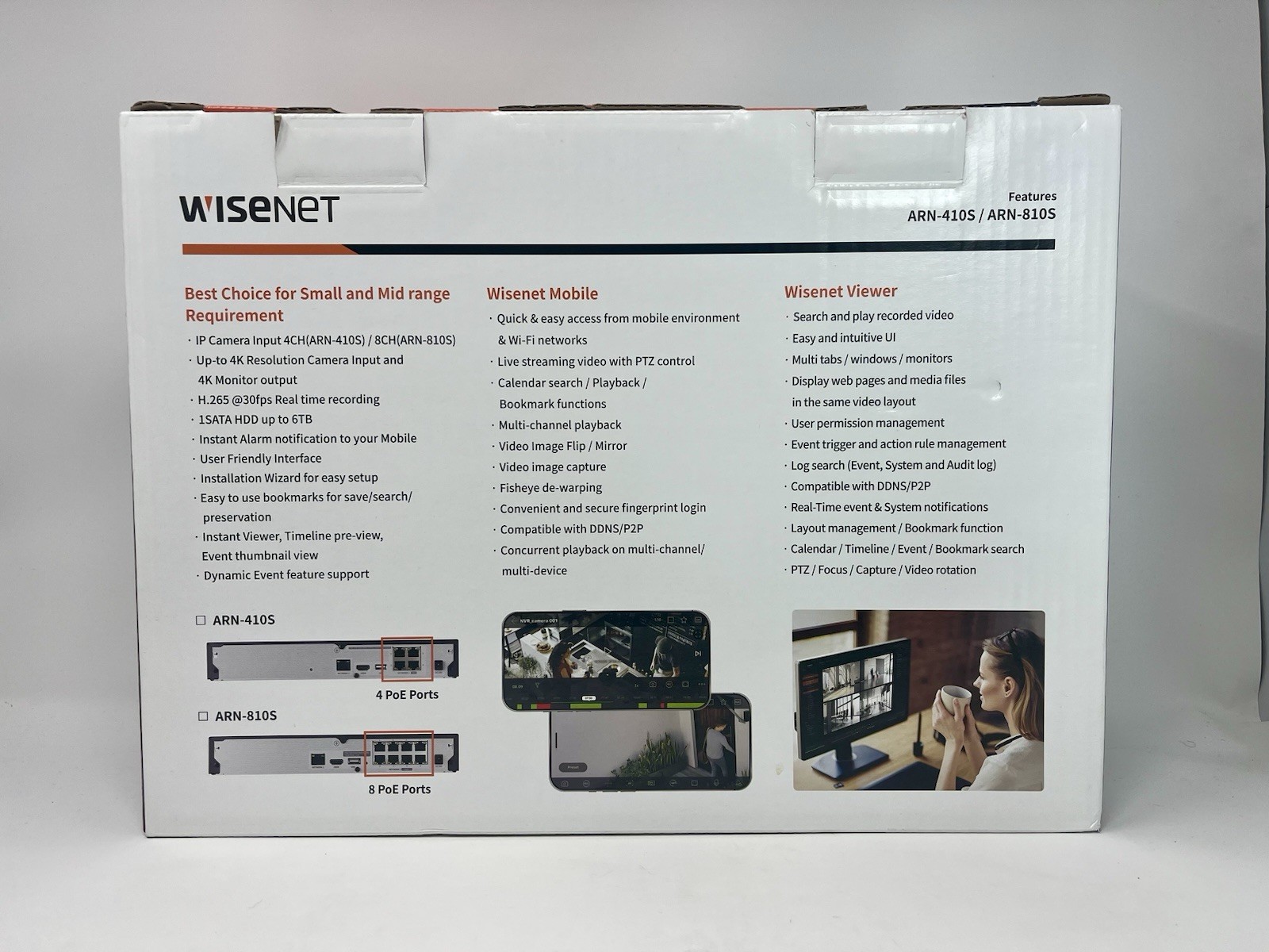 Hanwha Techwin ARN-410S Wisenet ASeries 4CH PoE NVR Security Recorder – NEW!