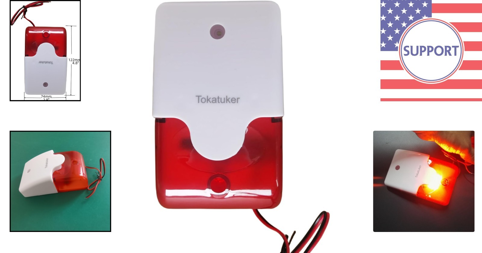 Durable DC9-12V Strobe Siren with Flashing Red Light for Effective Alarms
