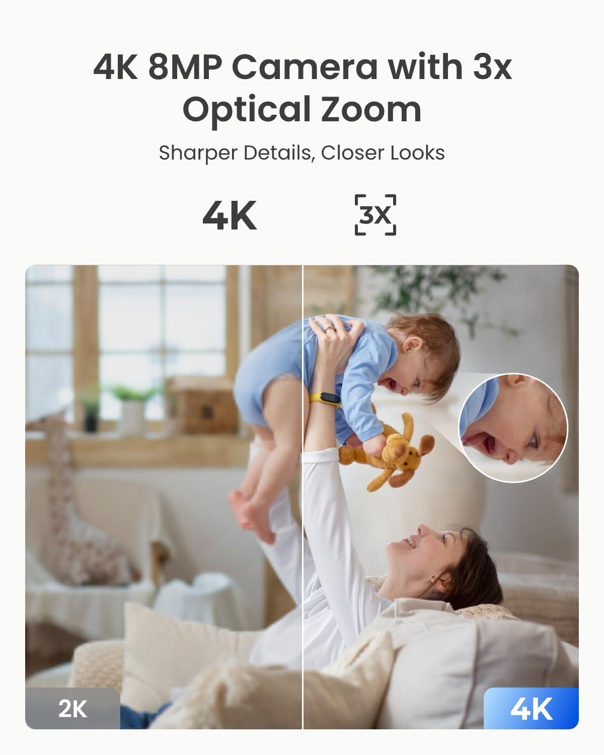 REOLINK 4K Pan Tilt Indoor Camera, 3X Optical Zoom, Dual-Band WiFi 6 Black