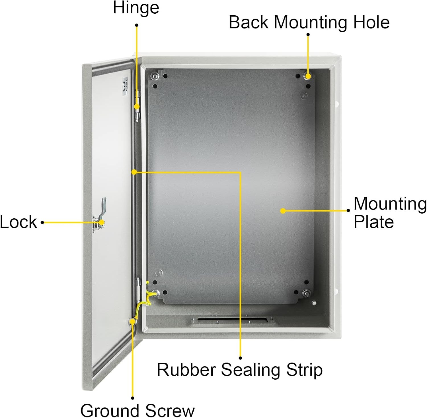 VEVOR Electrical Enclosure Box, 16” ×12” 16×12x 6, Gray white(RAL7035)