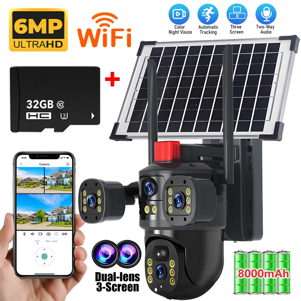 Camara De Seguridad Solar Inalambricas Para Exterior Con Vision Nocturna y Audio