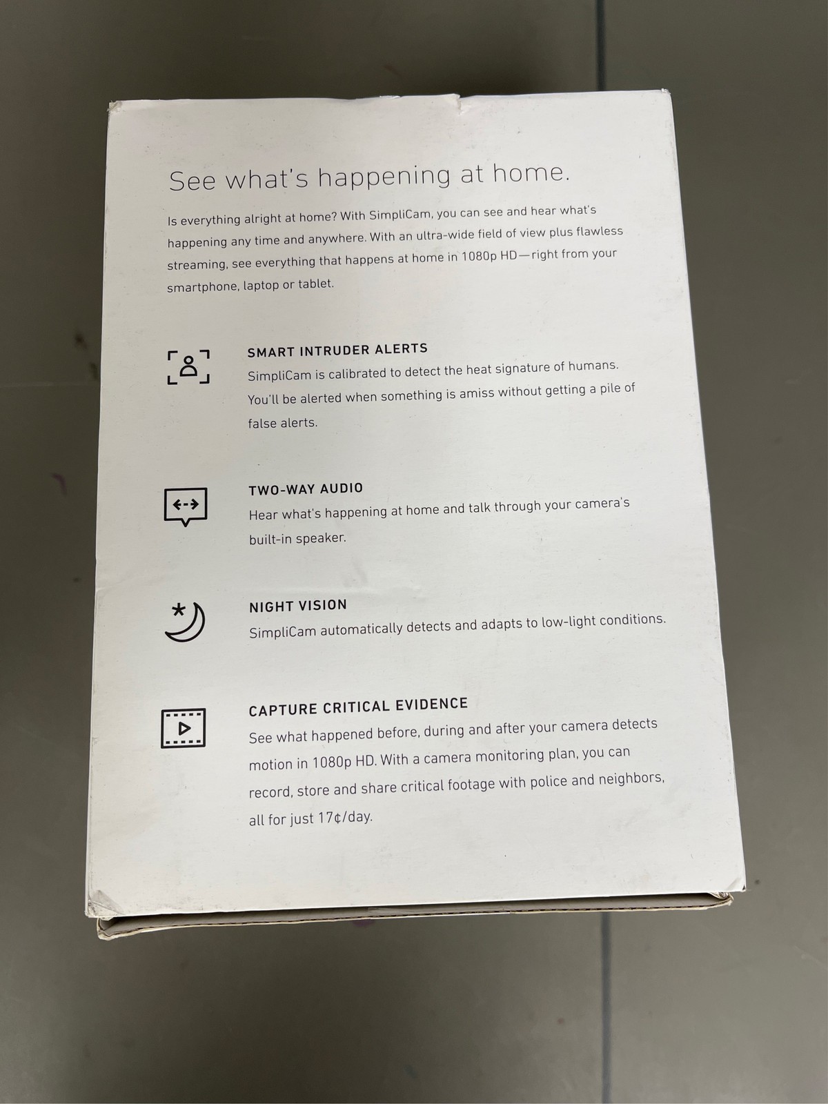 SimpliSafe Simplicam Indoor 1-Camera Hardwired Stick Up Cam Internet Cloud-based