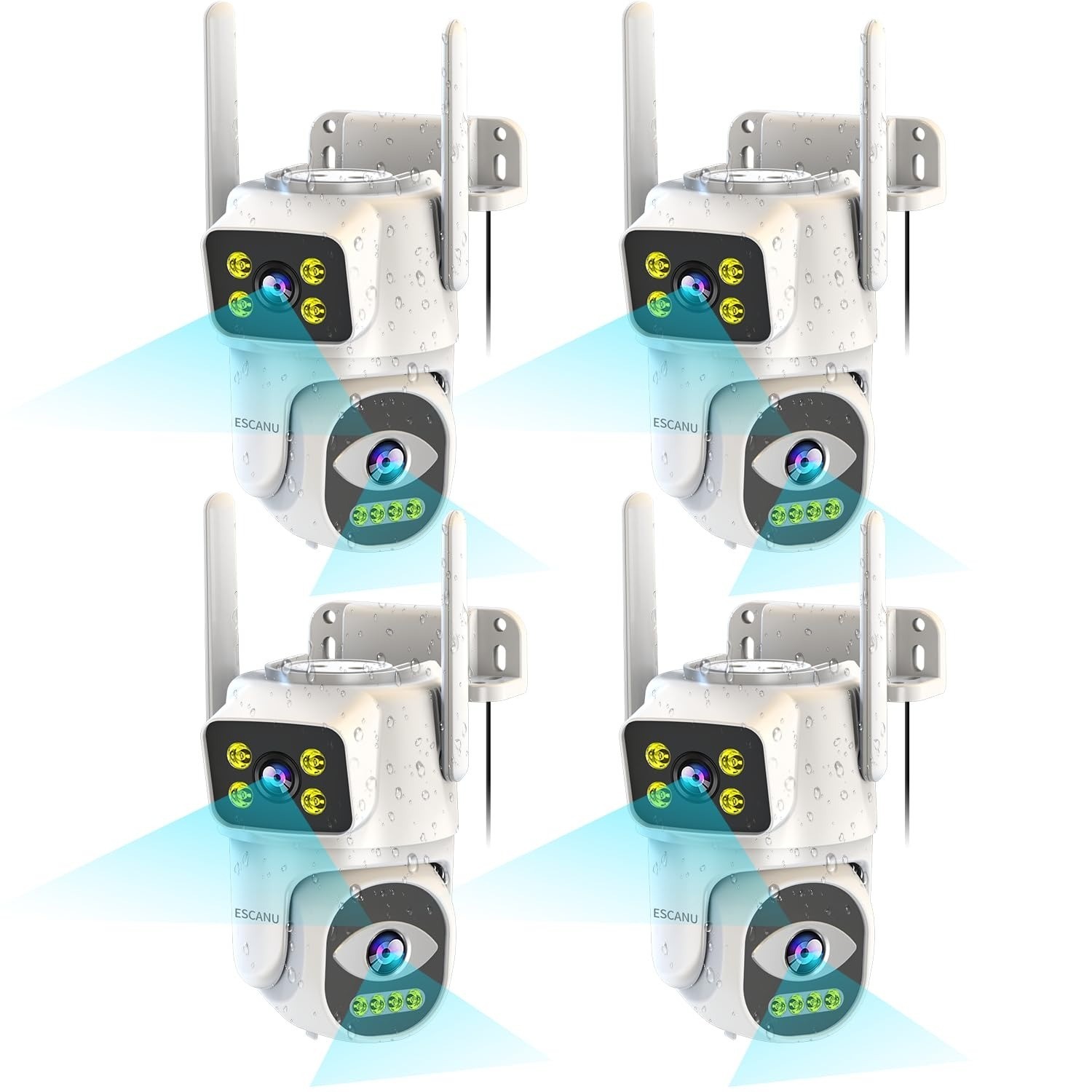 Outdoor Security Camera WiFi PTZ Dual Lens 2K Night Vision Auto Tracking