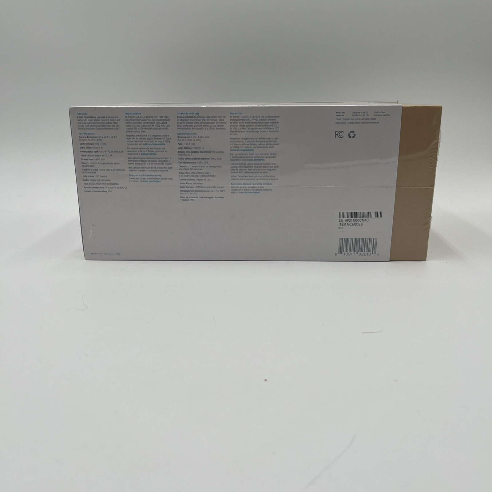Google Nest Cam Outdoor Smart Security Camera (2-Pack) NC2400ES – Sealed NEW