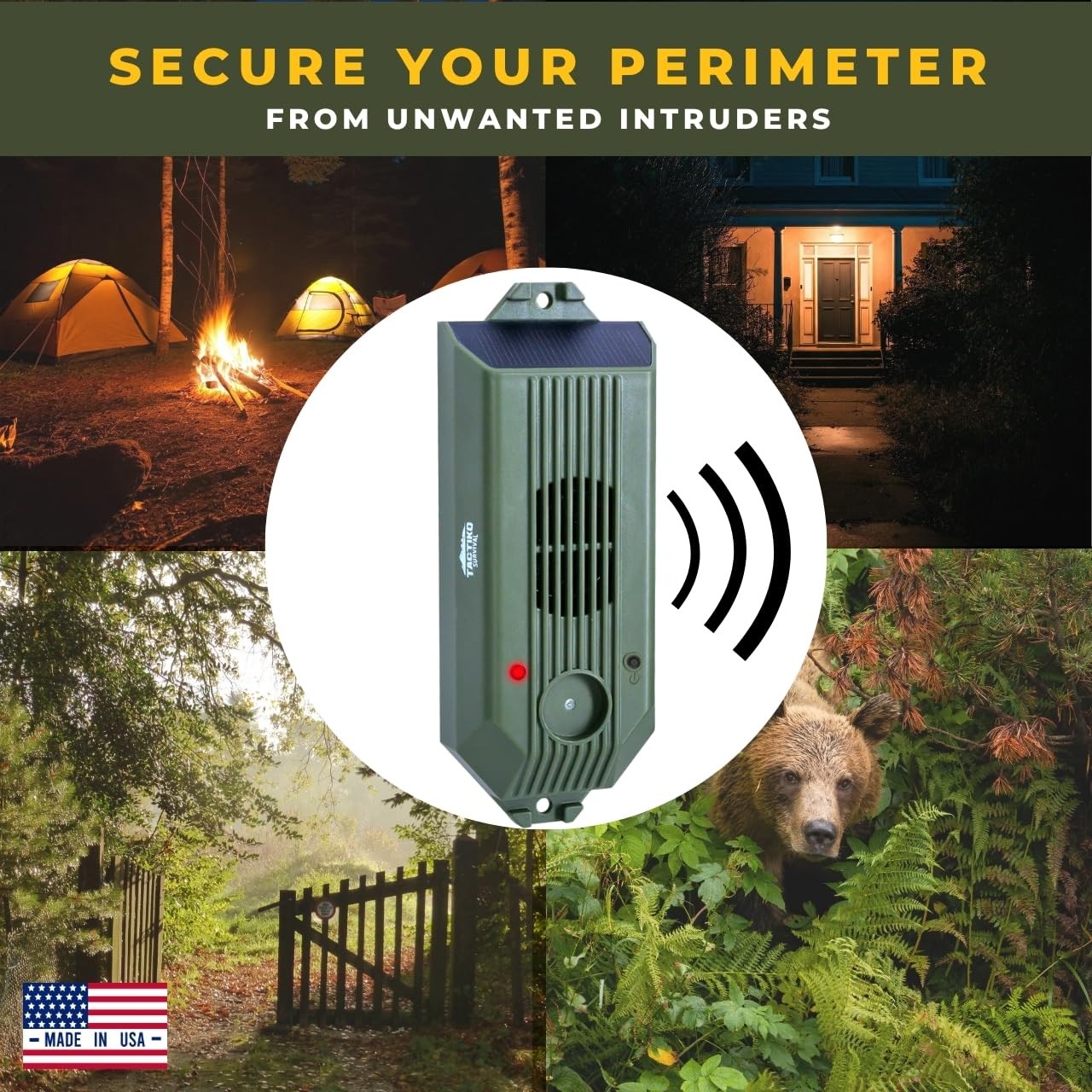 Tactiko Wire Trip Perimeter Alarm 2.0, 129 dB Rechargeable Perimeter – 80ft K…
