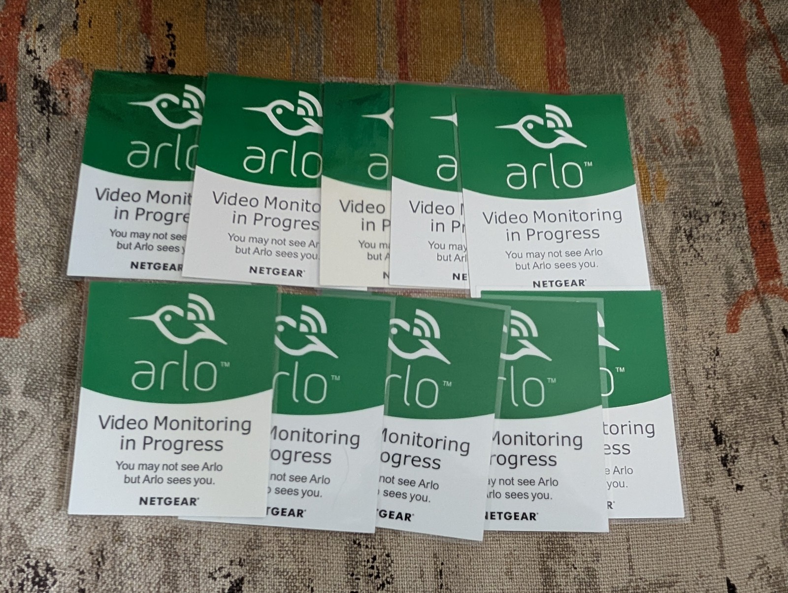 Netgear Arlo Green Sticker Decal Video Monitoring in Progress Lot of 10 3×3.5″
