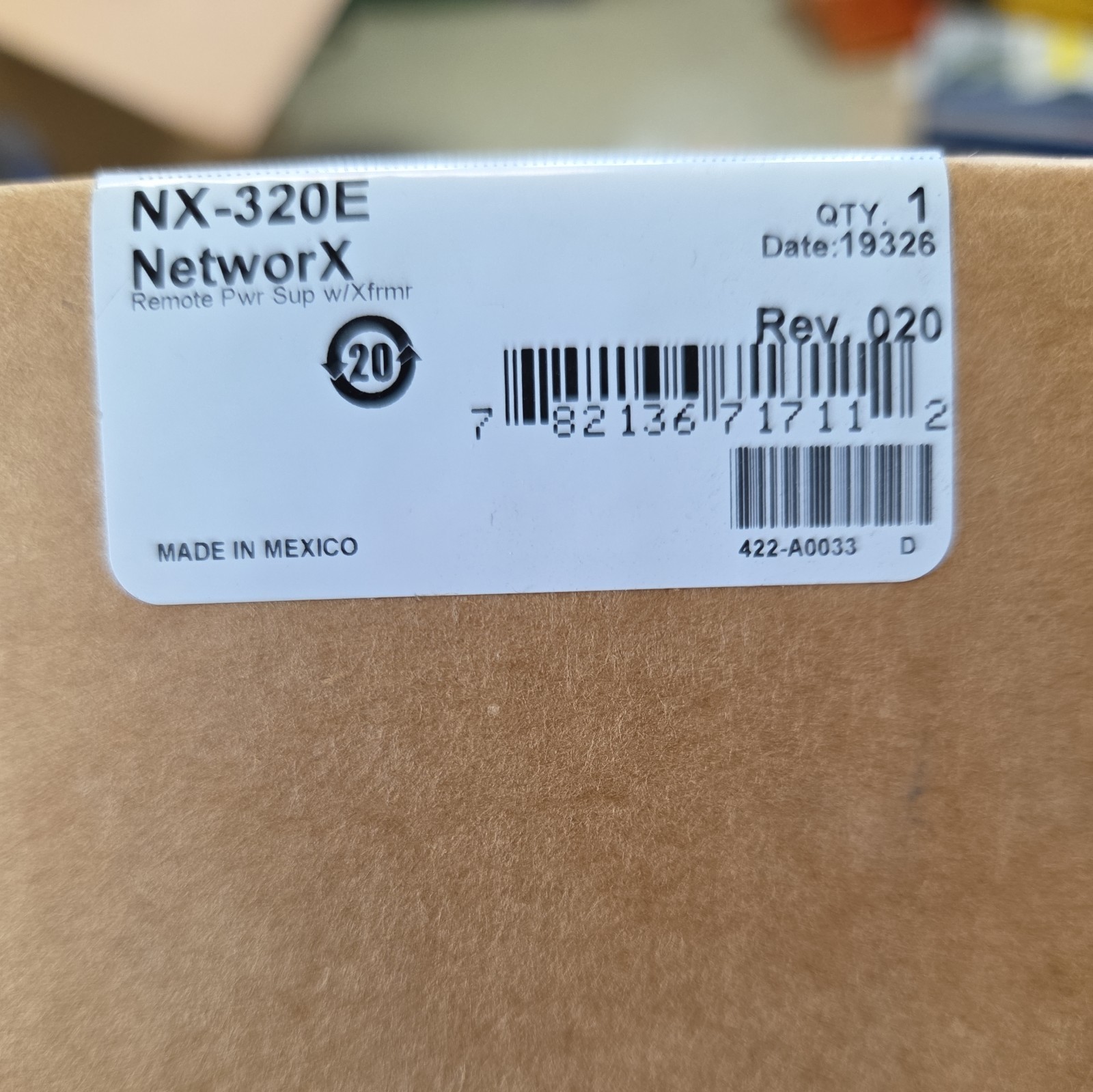 GE Interlogix NX-320E remote Power Supply w/Xfrmr