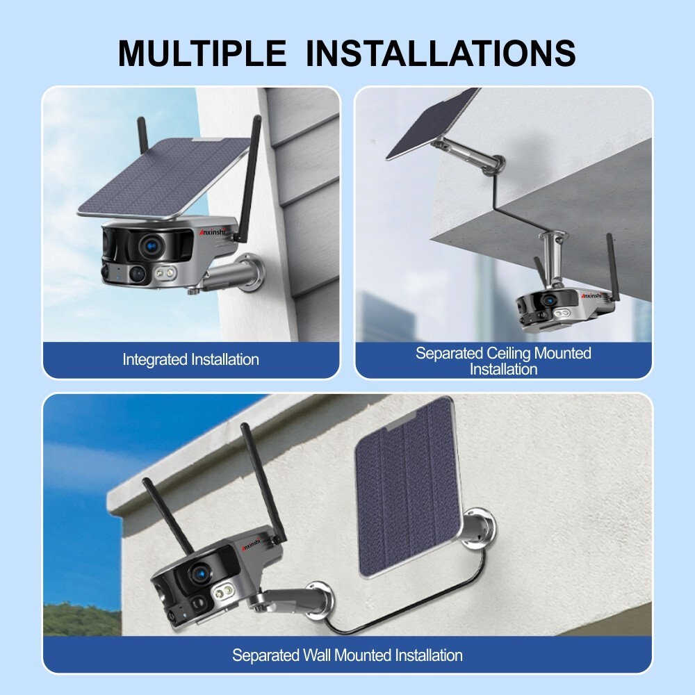 4K 8MP 180° Ultra Wide View Angle 4G Solar Security Camera Outdoor WIFI