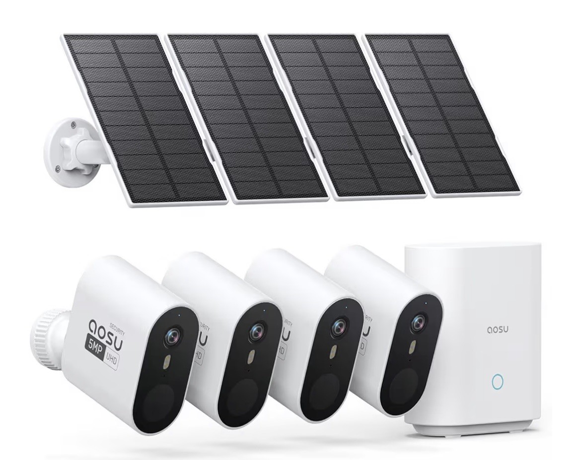 ⭐️3K/5MP Solar Security Cameras Wireless Outdoor, Ultra-Wide-Angle, 4 cameras…