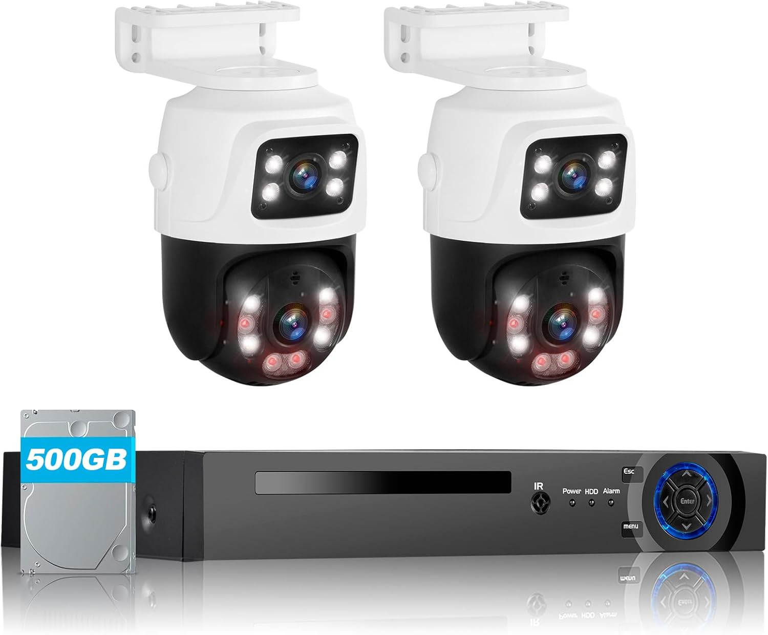 6MP POE Security Camera System w/ 2PCS PTZ Outdoor Home Security Cameras 8CH NVR