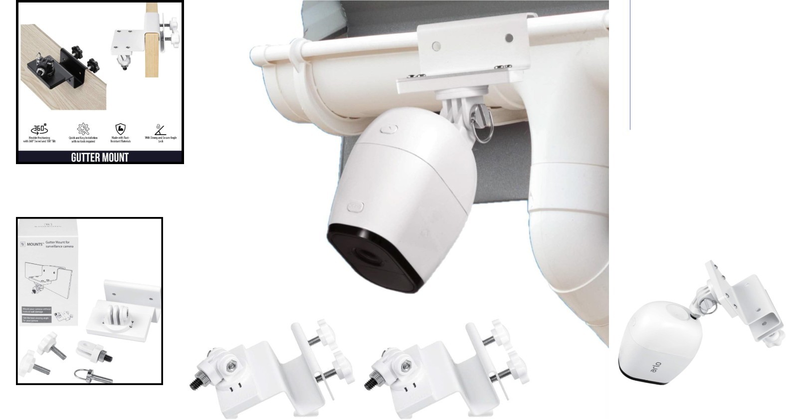 2-Pack Weather Resistant Gutter Mounts for Arlo Cameras – Adjustable & Reliable