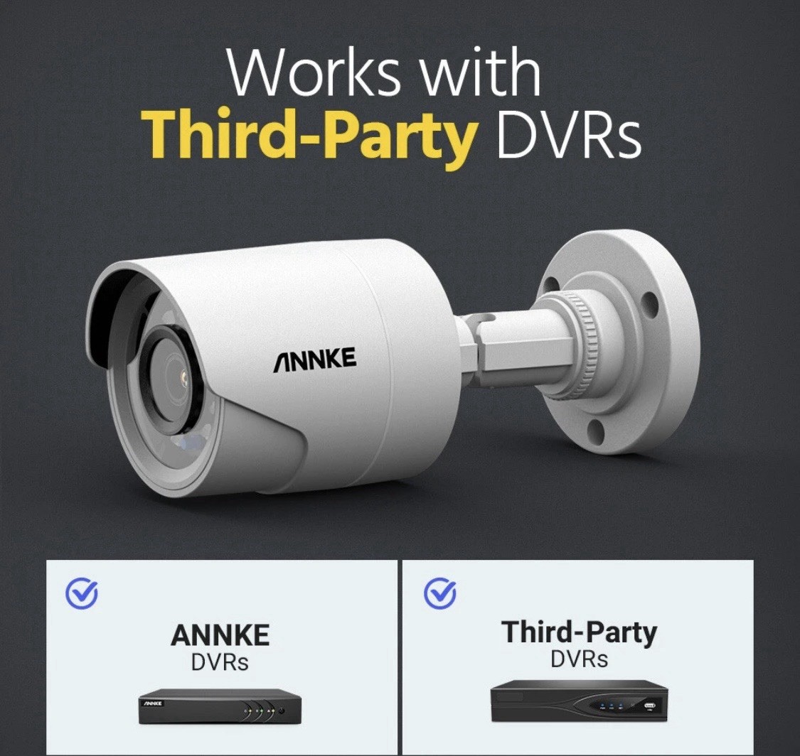 ANNKE 3K Lite 8CH DVR 1080P Home Security W/8 Camera System With 1 Tb DVR White