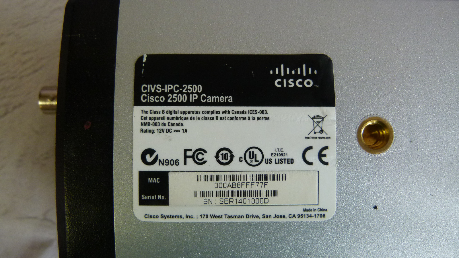 Cisco 2500 IP Camera CIVS-IPC-2500 with Fujinon Lens YV5x2.7R4B-SA2