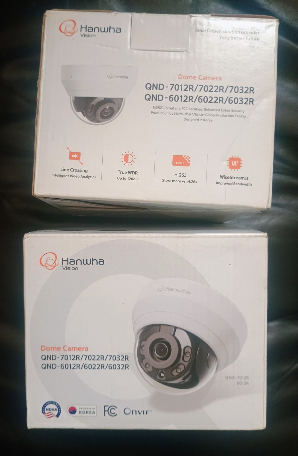 Lot Of 2 Wisenet QND-6012R1 2MP IR Indoor Dome Camera 2.8mm Fixd Lens PoE Hanwha