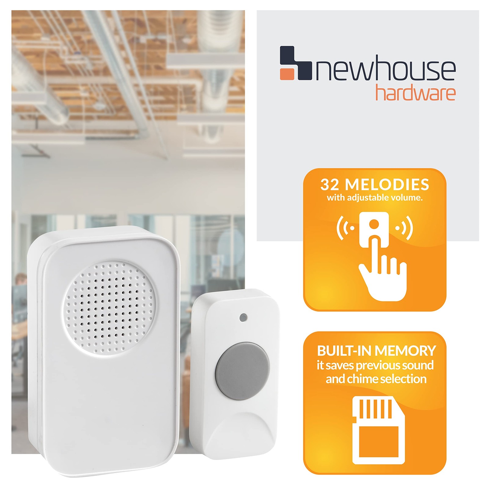 Newhouse Hardware WCMP White Plug-In Wireless Door Chime Kit |