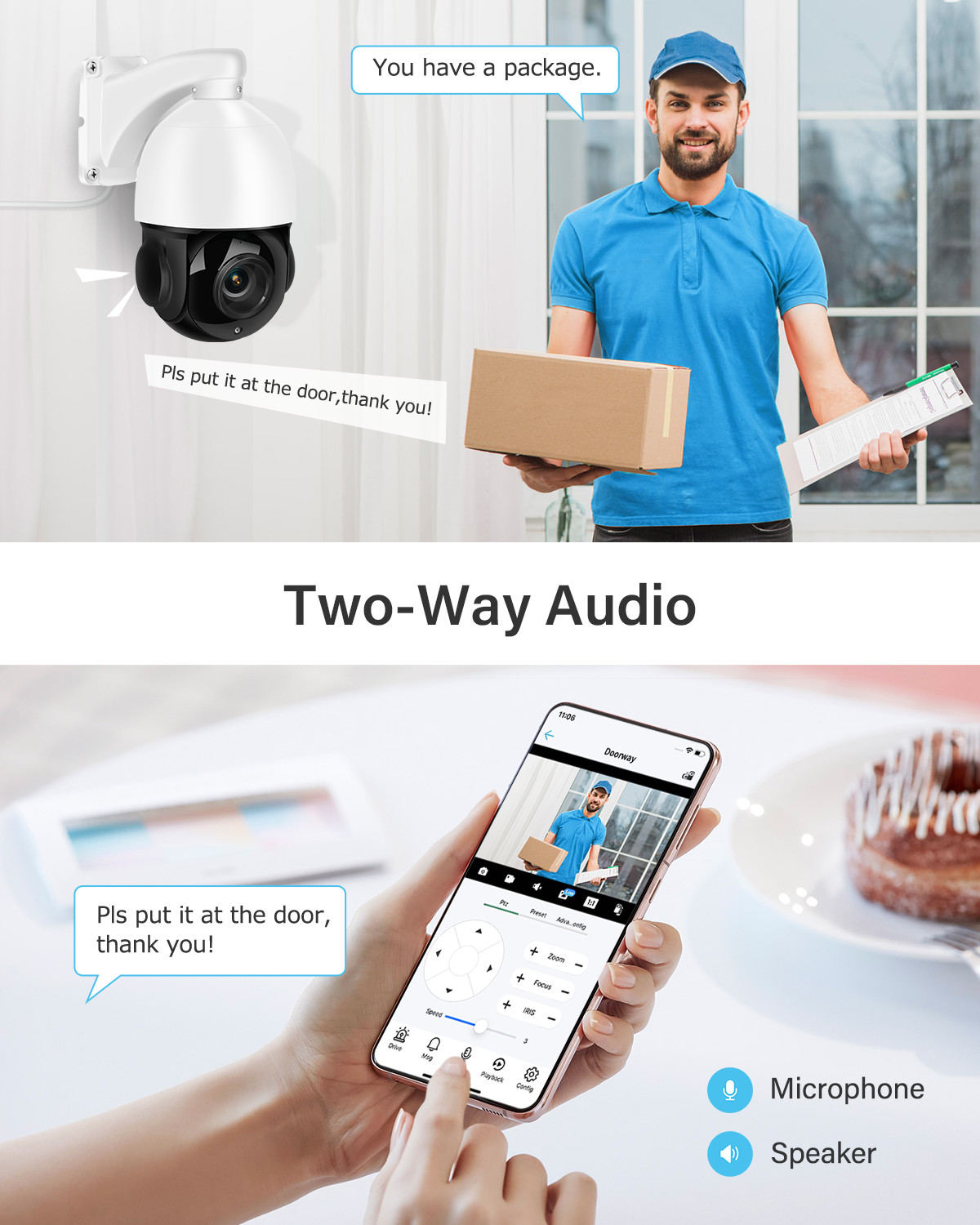 JENNOV 8MP 4K Audio PoE IP Security Zoom Camera Outdoor Night Vision Audio P87
