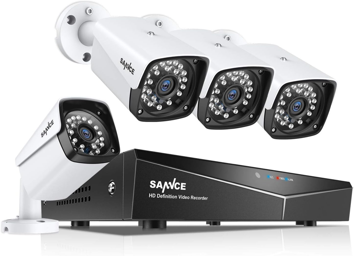 4CH 1080P Full HD Xpoe Wired Security Camera System with 4Pcs 100Ft Night Vision