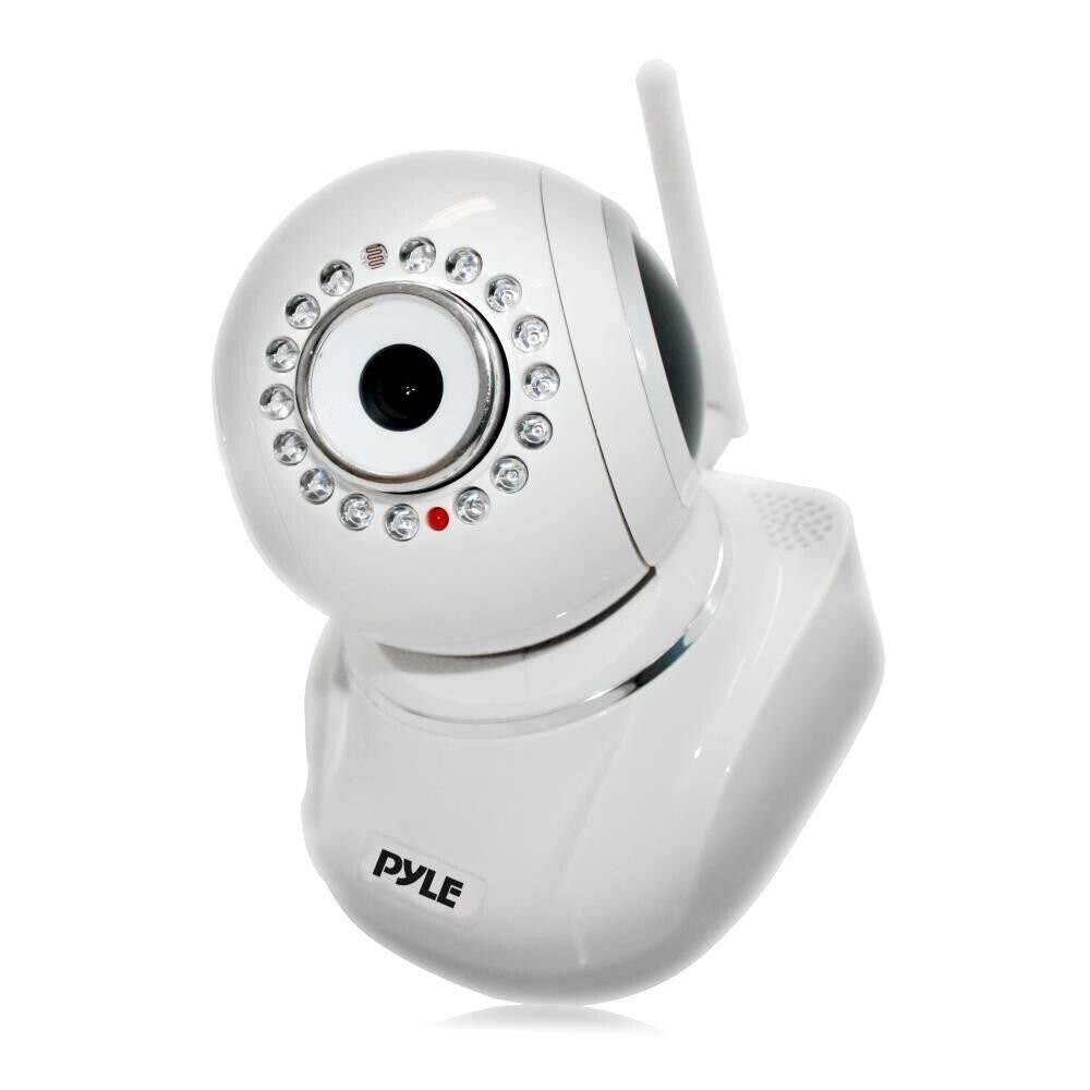 Pyle IP Cam WiFi Security Camera Full HD 1080p App Download Pan Tilt White