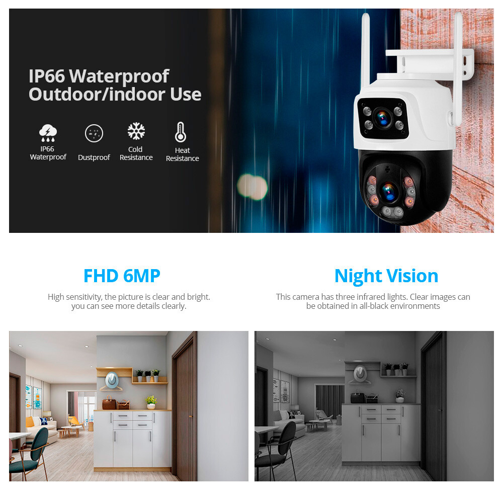3PACK 6MP Home Security CCTV Video Surveillance Camera Outdoor Human Detection
