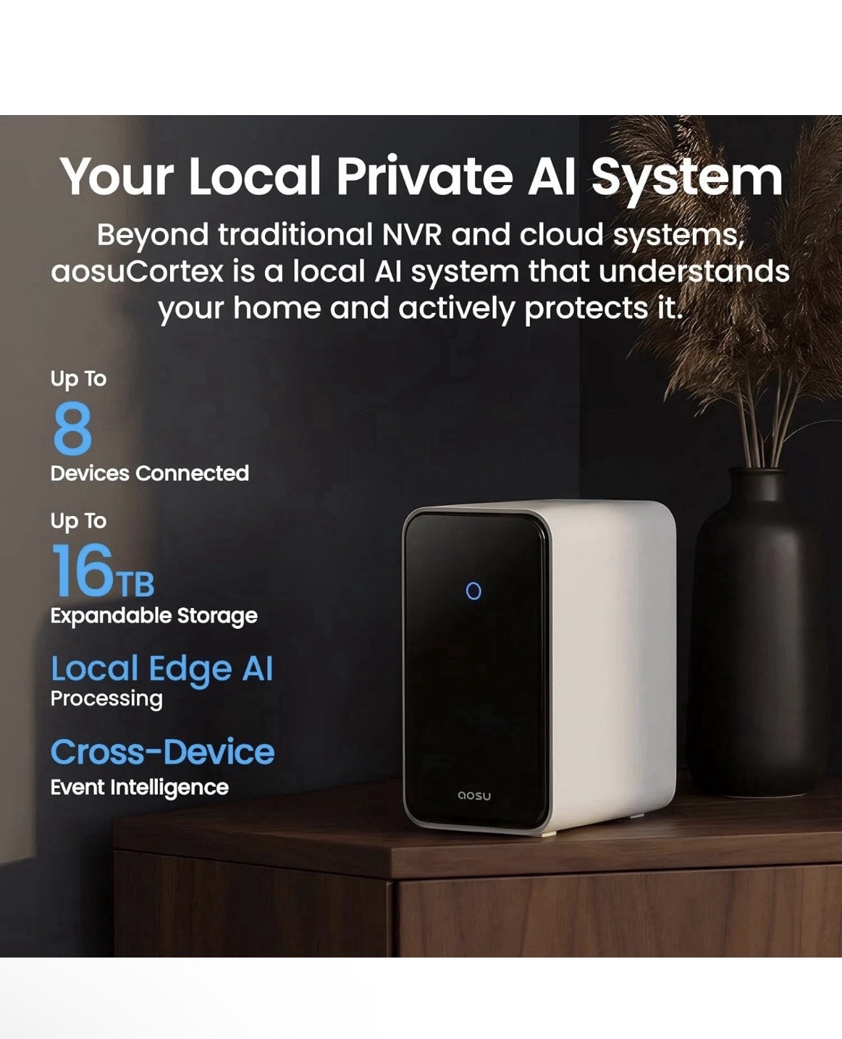 AOSU 3K Solar Security Camera System 4 Cam Kit + 2K Doorbell & Indoor Cam NEW