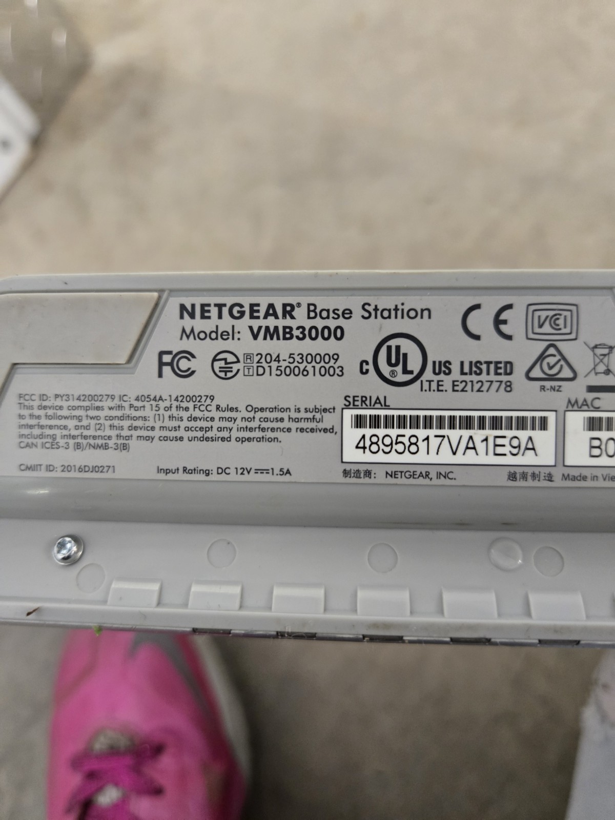 Netgear Arlo Base Station VMB3000 Wireless Router -No Power cord