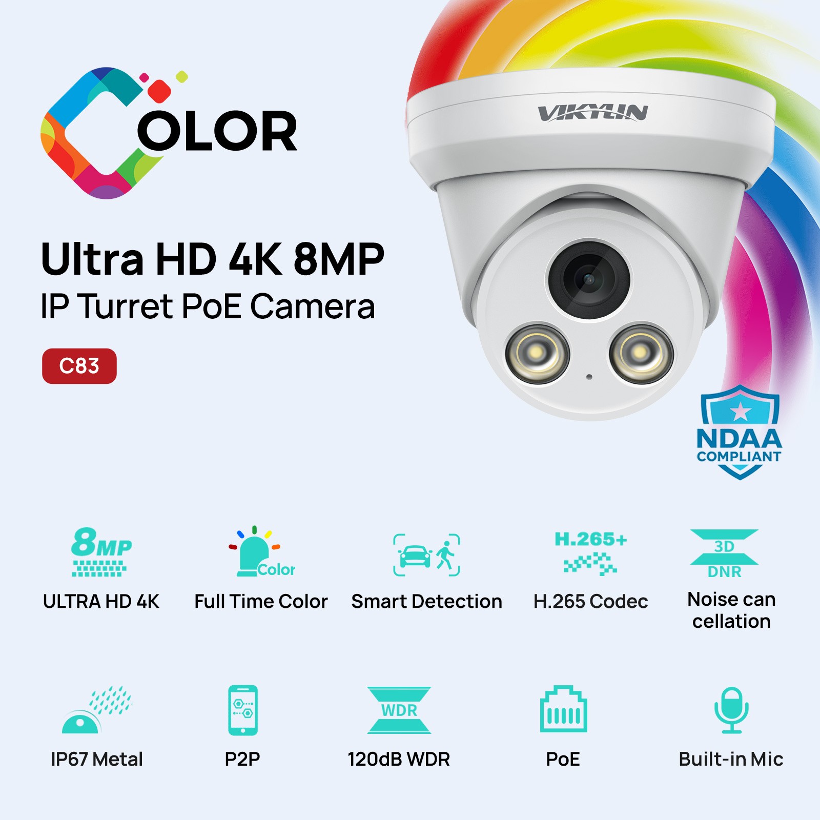 VIKYLIN SmartFind 8POE 8CH NVR homekit Full Color MIC 8MP 4K Camera Systems Lot